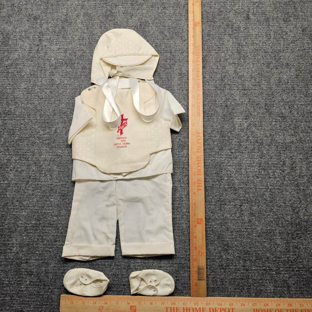 Vintage Infant Boys Christening Baptism 6pc Outfit Set 0-6 Months White USA